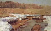 Isaac Levitan Spring,The Last Snow oil painting artist